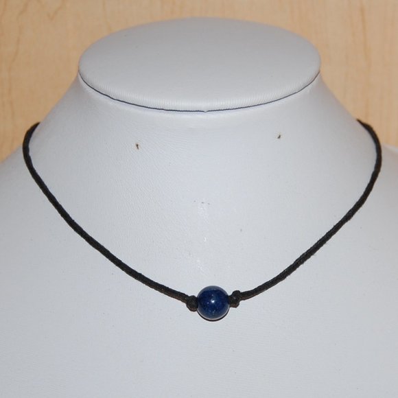 Blue Stone Necklace,Cord Necklace,Minimalist Necklace,Choker Necklace,Choker - Picture 1 of 2